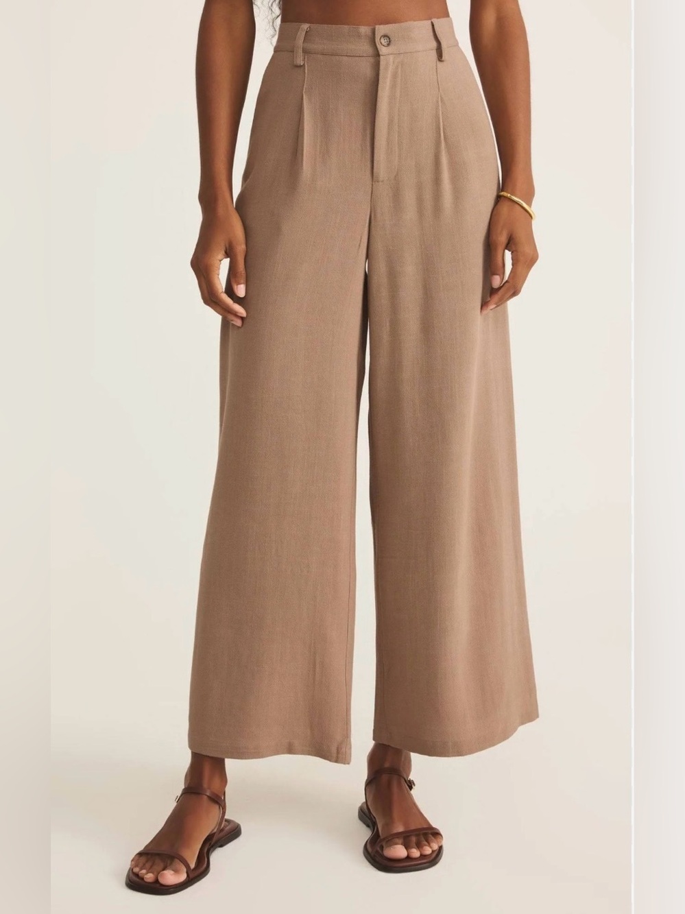 Z Supply - Vista Linen Blend Pants Size Medium Taupe